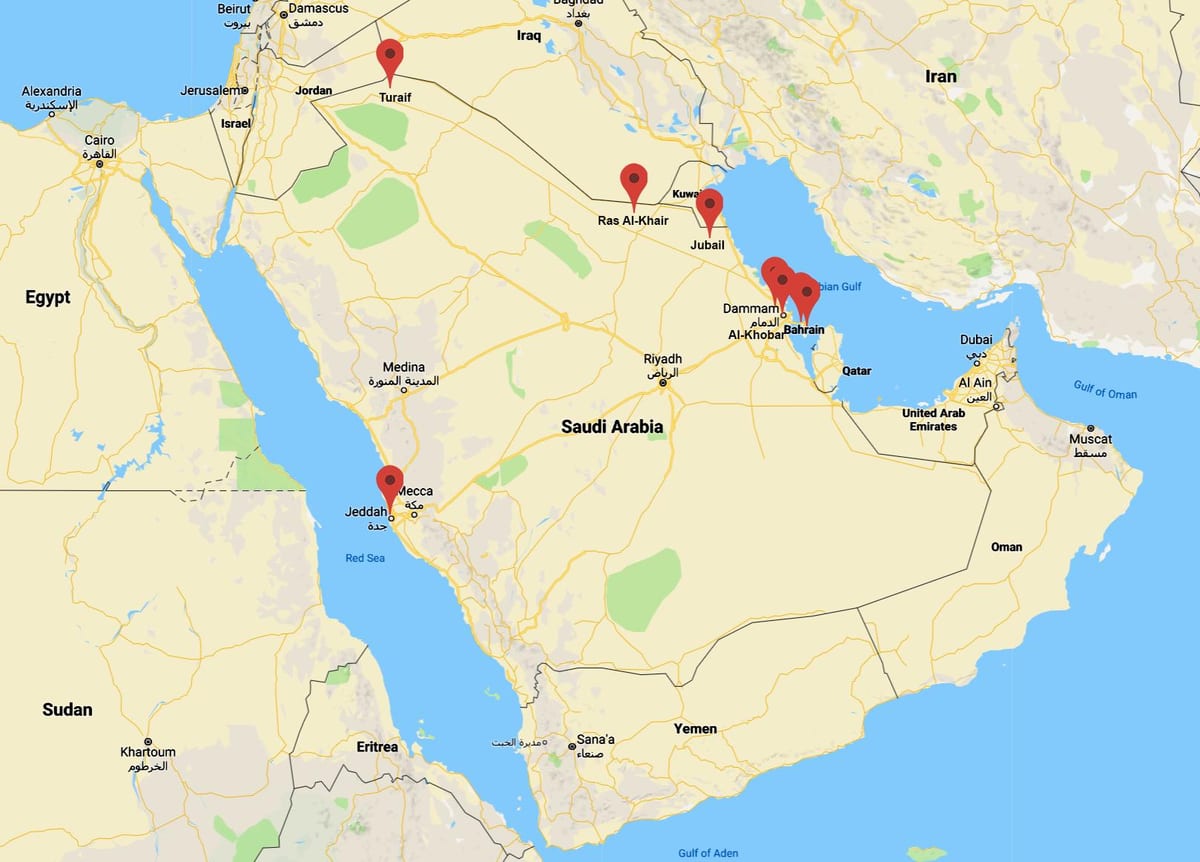 사우디 아라비아의 지도 al khobar